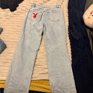 PLAYBOY Blue and Red Straight Leg Jeans